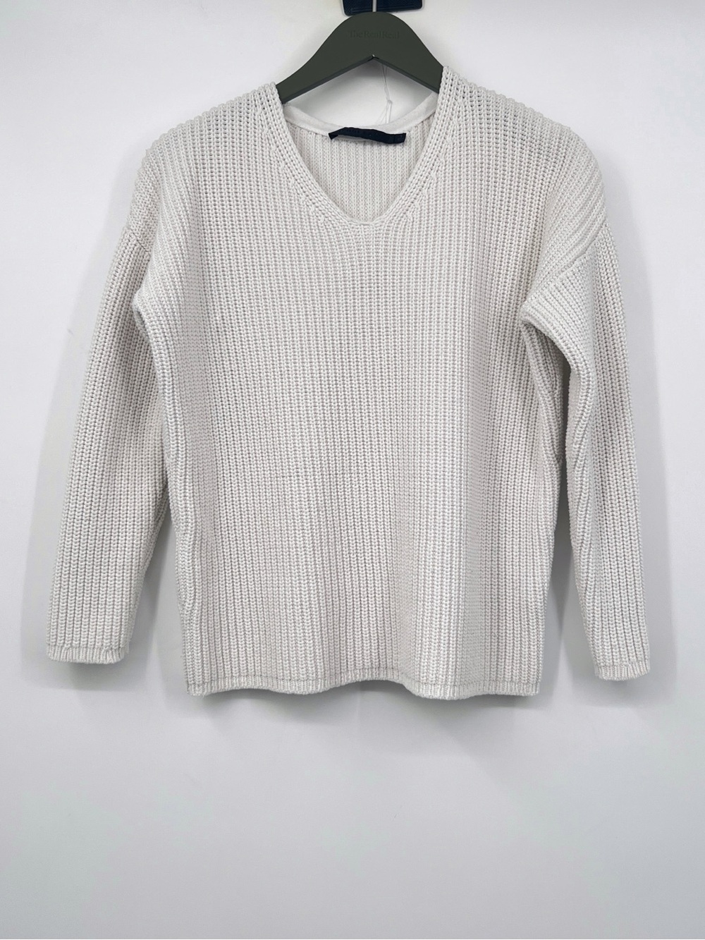 Jenni Kayne Cream V-Neck Chunky Knit Sweater